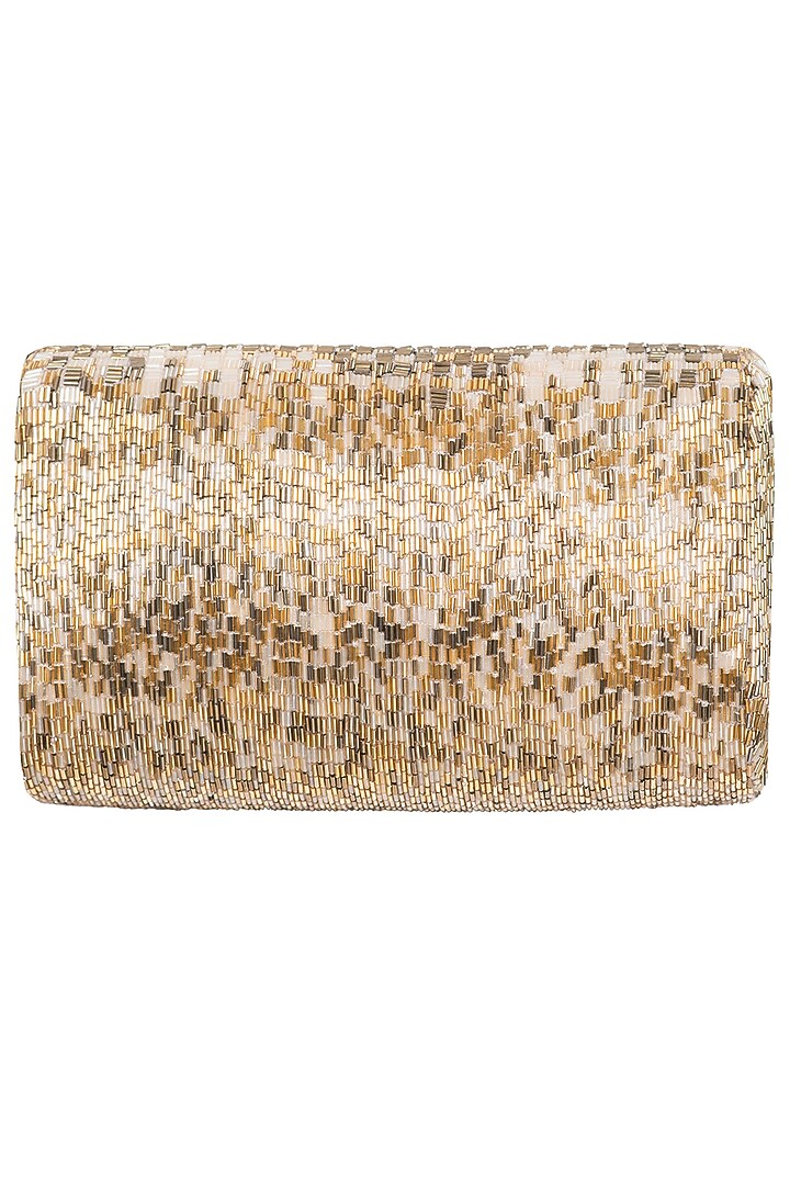 Gold embroidered flapover clutch available only at Pernia's Pop Up Shop.