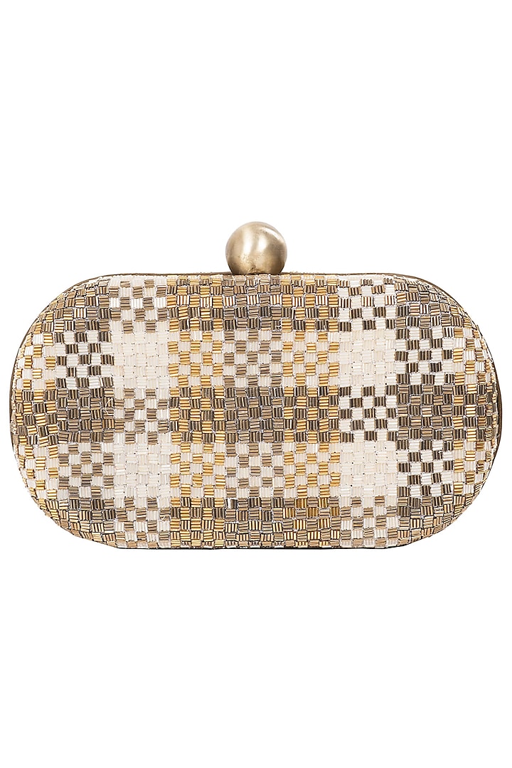 Gold Embroidered Box Clutch by Lovetobag