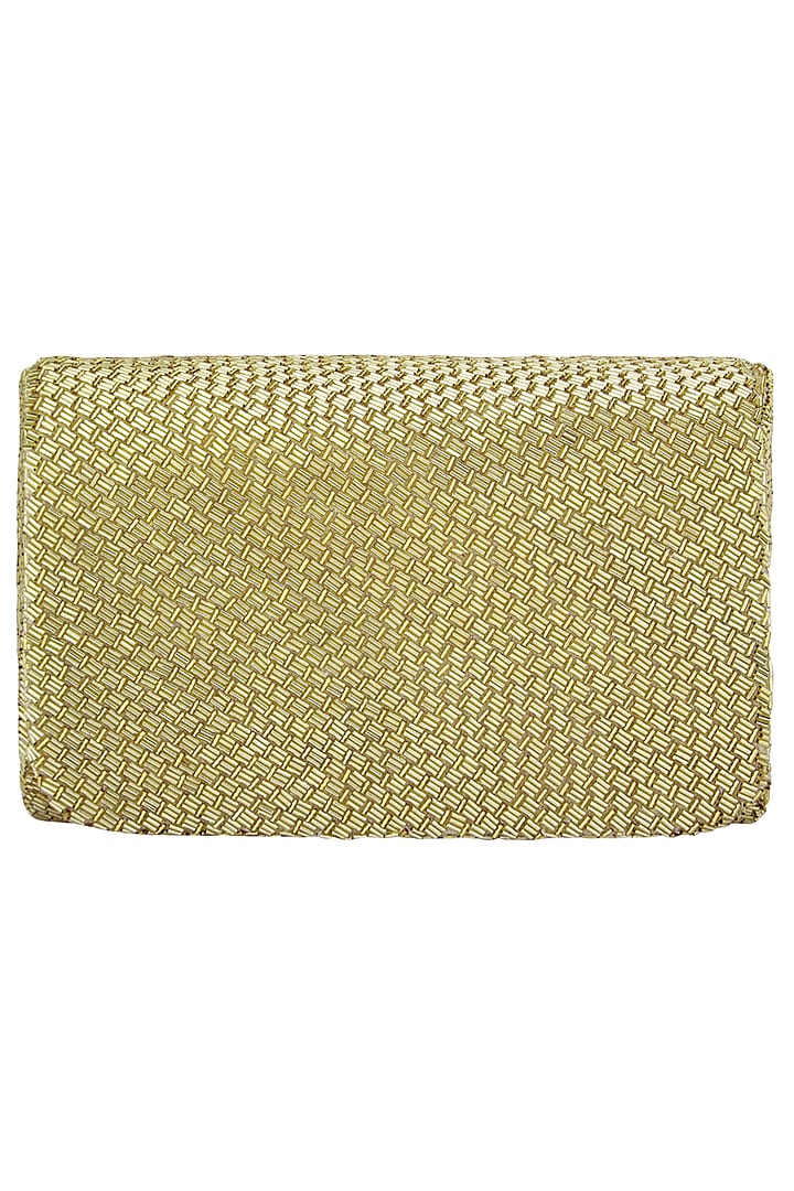 Gold Embroidered Cesta Flapover Clutch by Lovetobag