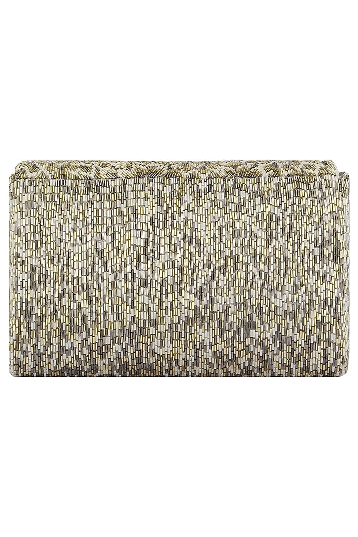 Silver embroidered floret flapover clutch available only at Pernia's Pop Up Shop.