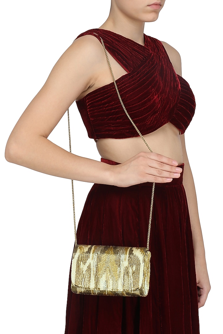 LovetoBag presents Gold Amber SQB Clutch available only at Pernia's Pop Up Shop.