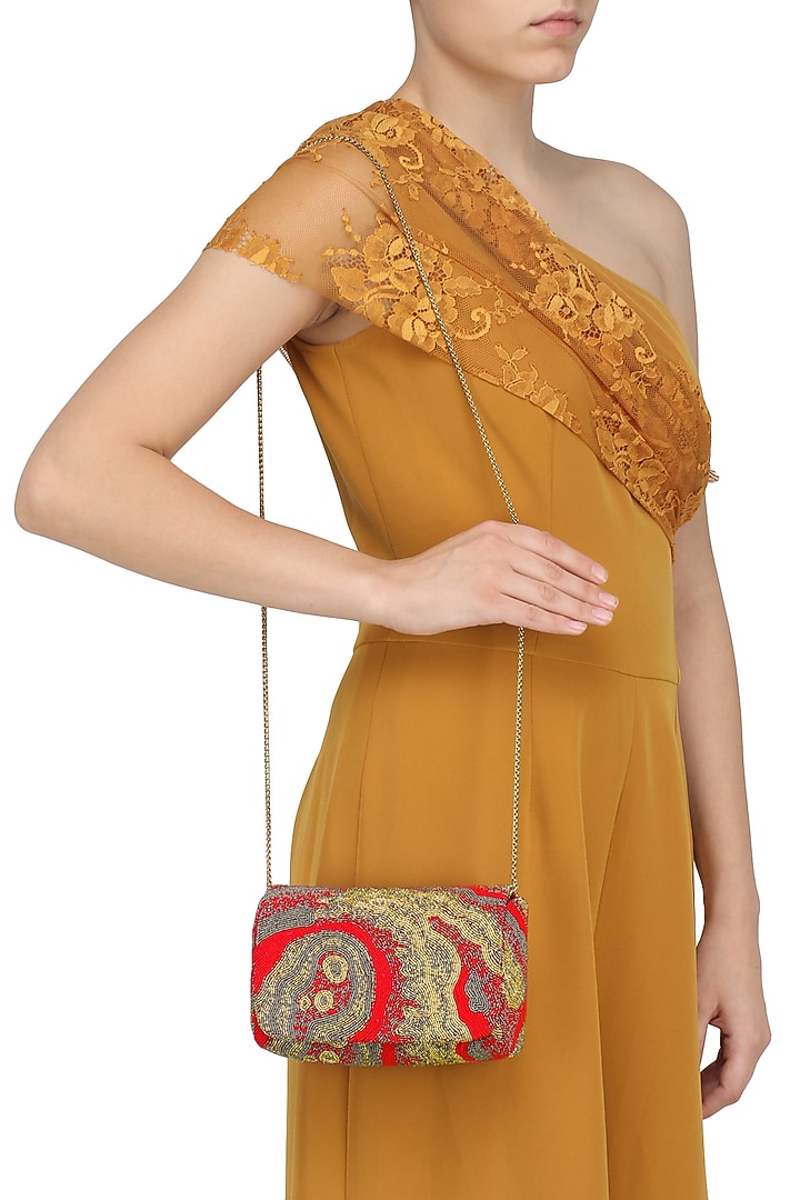 LovetoBag presents Red Gemstone SQB clutch available only at Pernia's Pop Up Shop.