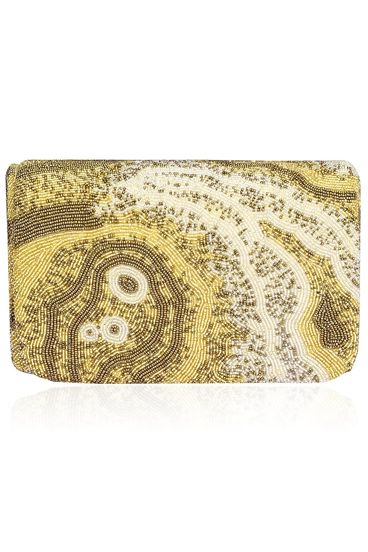 LovetoBag presents Gold Gemstone SQB clutch available only at Pernia's Pop Up Shop.