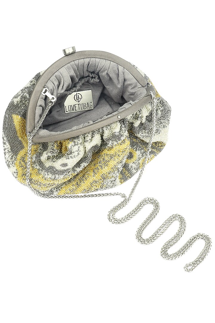 LovetoBag presents Silver Gemstone CPC Pouch/ clutch available only at Pernia's Pop Up Shop.