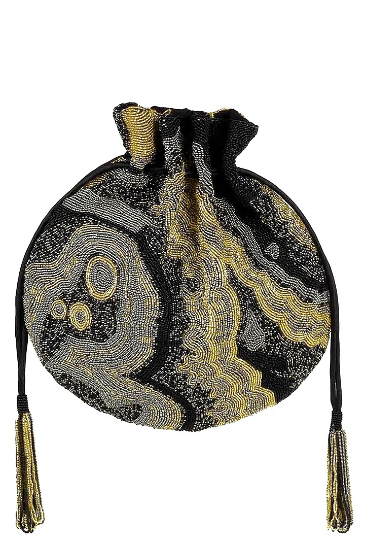 Black Gemstone Potli Bag by Lovetobag