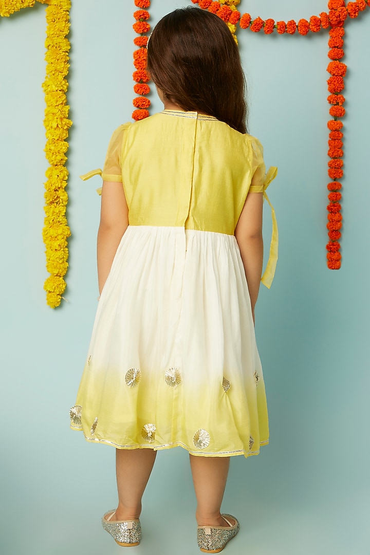 Yellow Shaded Embroidered Dress For Girls by LITTLE BRATS at Pernia's Pop Up Shop