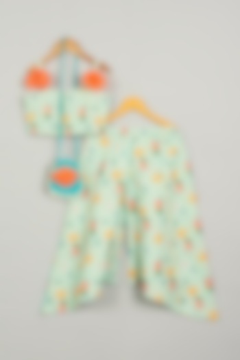 Multi-Colored Printed Pant Set With Sling Bag For Girls by LITTLE BRATS at Pernia's Pop Up Shop