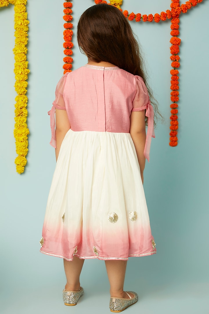 Pink Shaded Embroidered Dress For Girls by LITTLE BRATS at Pernia's Pop Up Shop