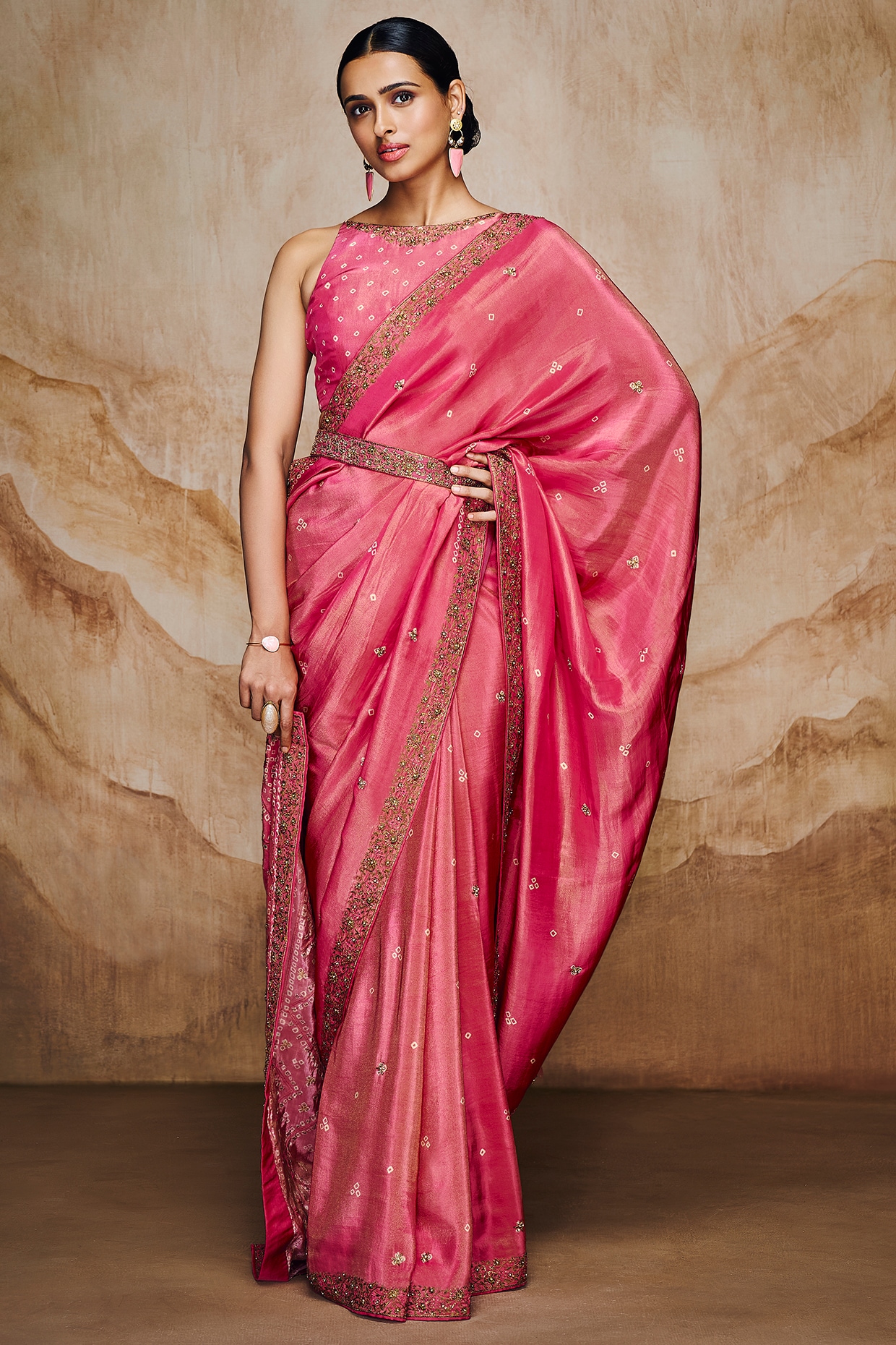 Red Pure Georgette & Viscos Bandhani Saree With Border Latkan Pallu An –  paanericlothing