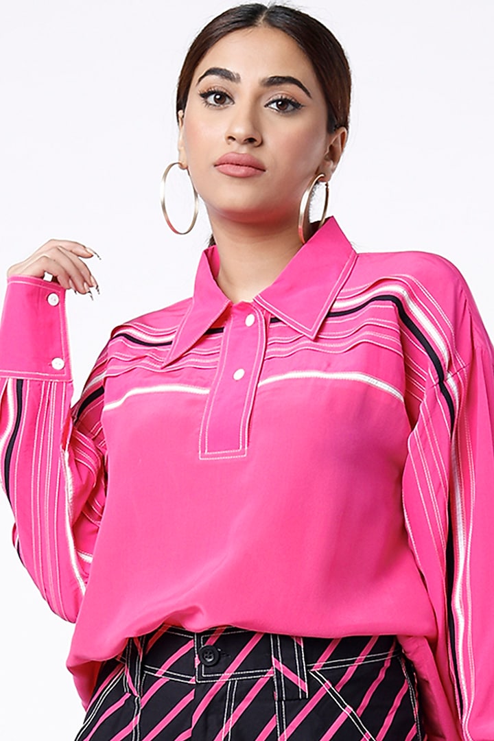 Fuchsia Silk Crepe Shirt by Lovebirds at Pernia's Pop Up Shop