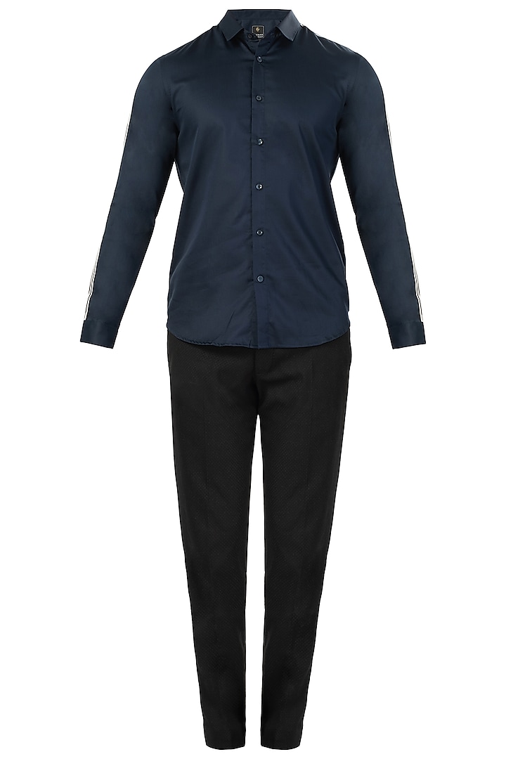 Navy Blue Striped Shirt by Lacquer Embassy