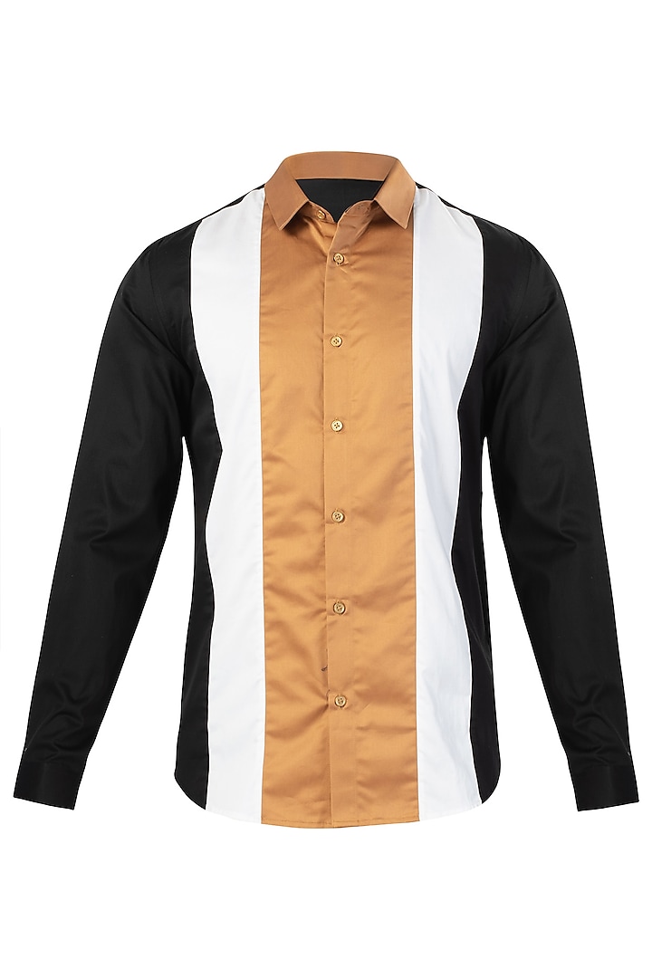 Black Color Blocked Shirt by Lacquer Embassy