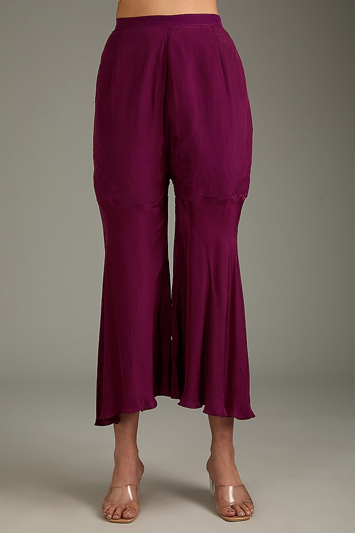 Maroon Couture Silk Hand Embroidered Kurta Set by Label Deepshika Agarwal at Pernia's Pop Up Shop