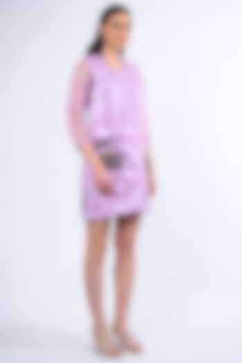 Lavender Organza Dress by Label Deepshika Agarwal