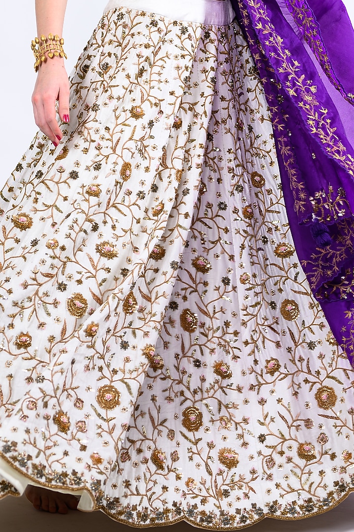 Crystal Off-White Silk Organza Lehenga Set