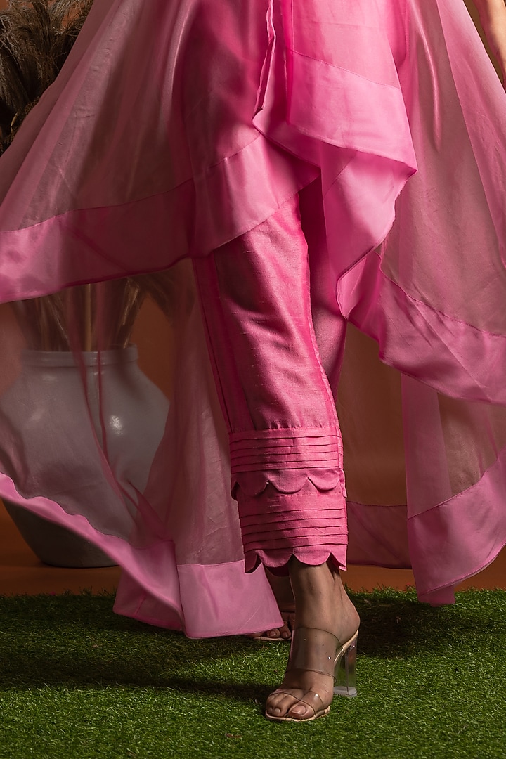 Pink Chanderi Pant Set by Label Deepshika Agarwal at Pernia's Pop Up Shop