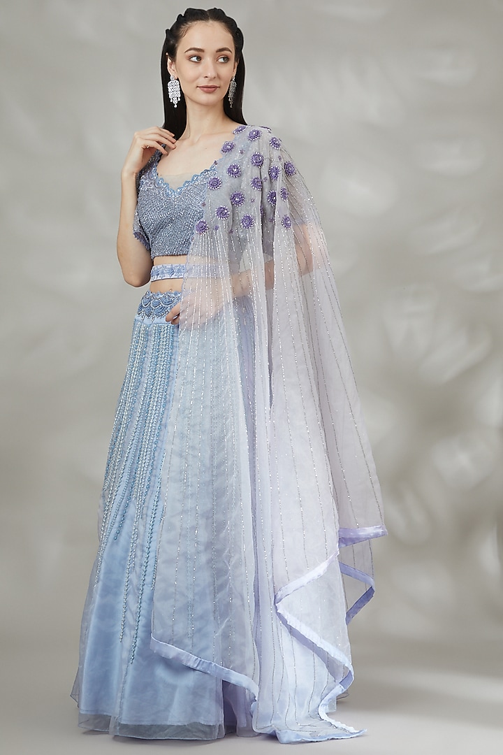 Lilac Embellished Lehenga Set by Label Deepshika Agarwal
