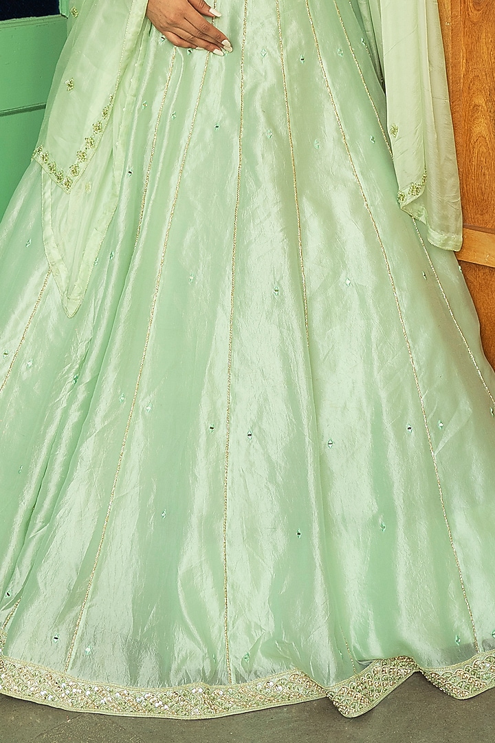 Mint Embellished Wedding Lehenga Set by Label DIVYA JAIN at Pernia's Pop Up Shop
