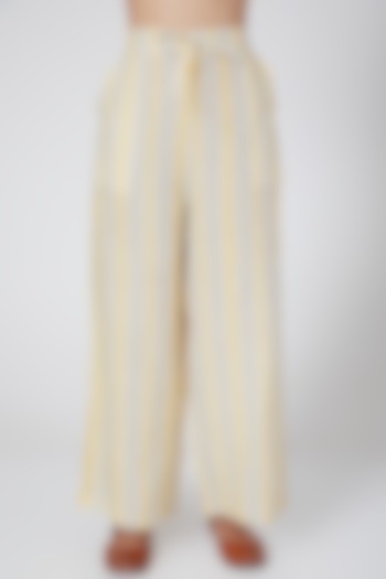 Ochre stripe pants by Linen Bloom