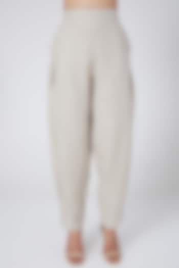 Beige pleated pants by Linen Bloom