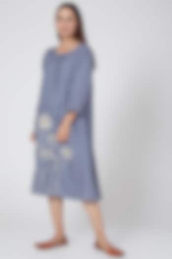 Blue embroidered dress by Linen Bloom
