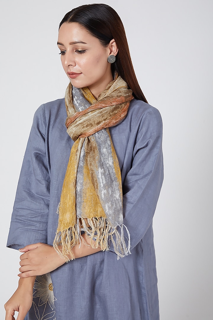 Ochre Ombre Printed Scarf by Linen Bloom at Pernia's Pop Up Shop