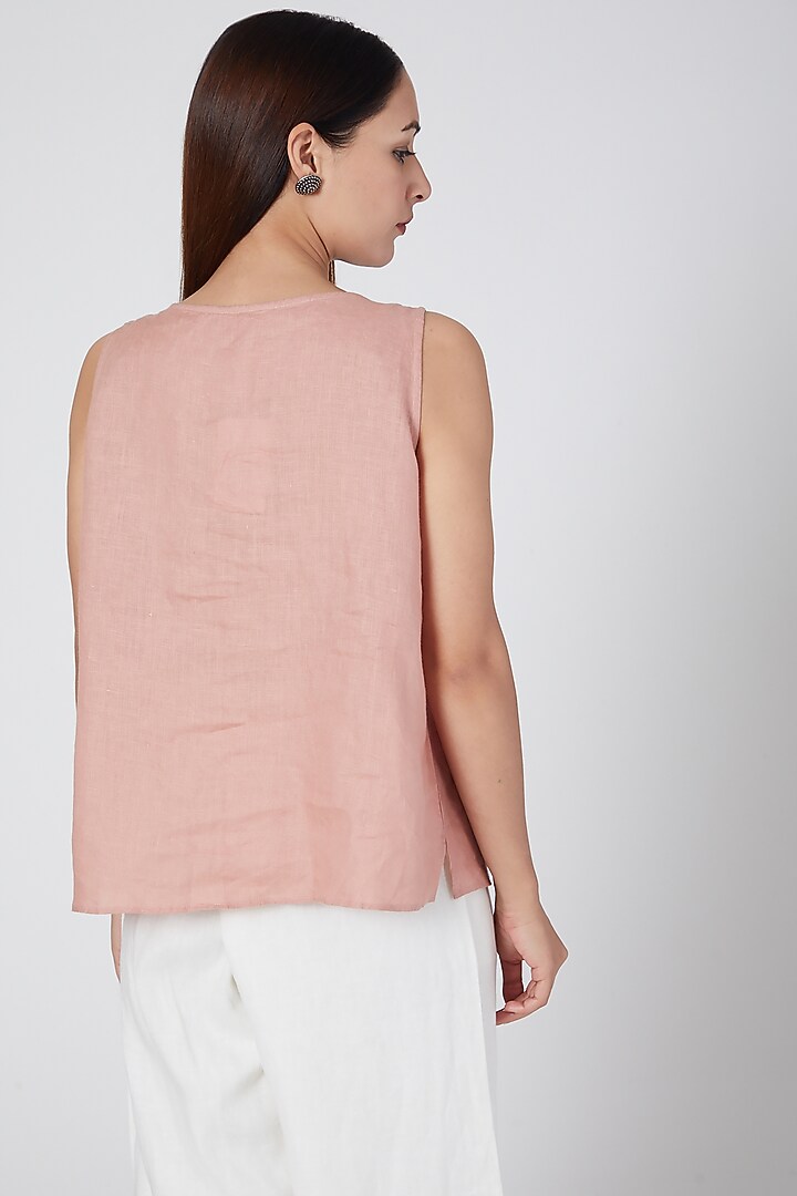 Pink Embroidered Top by Linen Bloom at Pernia's Pop Up Shop