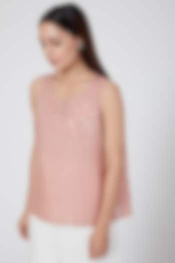 Pink Embroidered Top by Linen Bloom