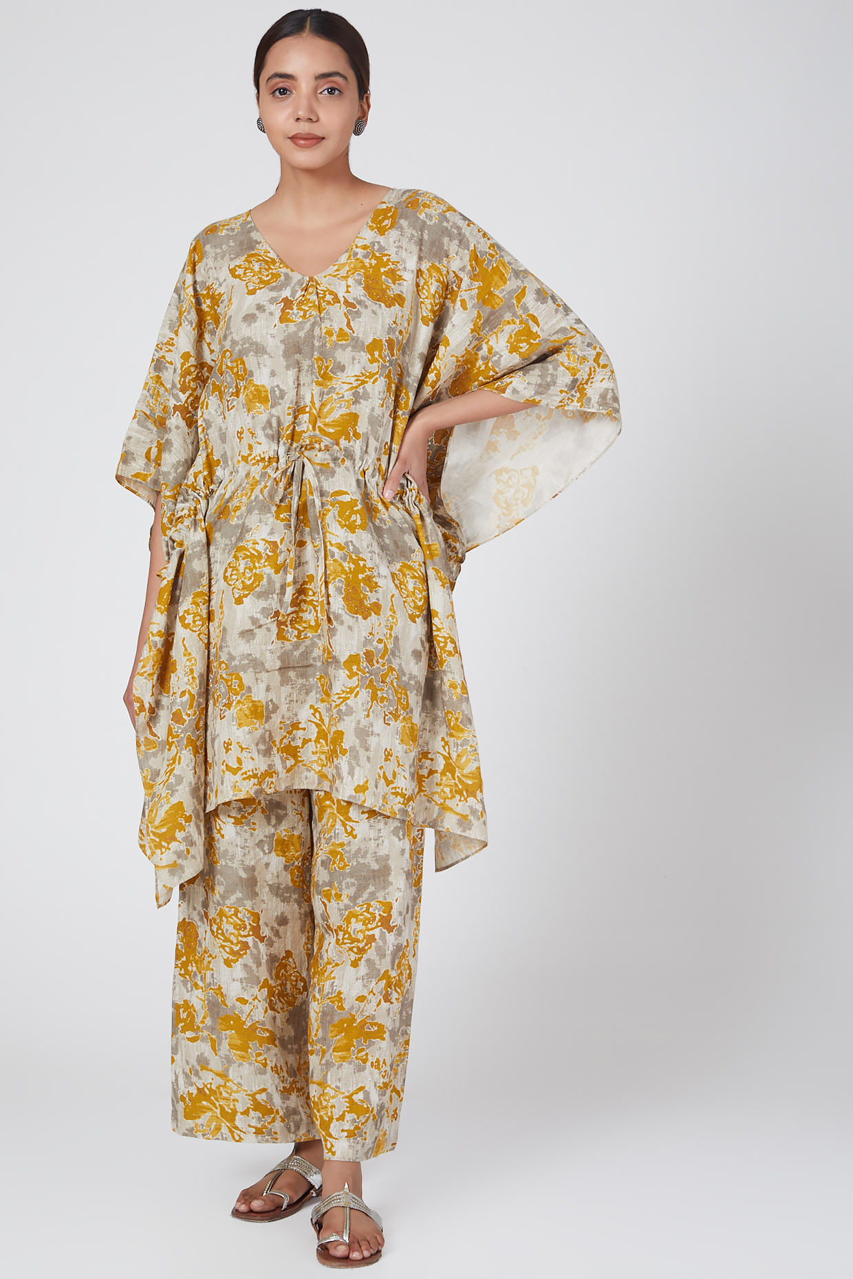 Hazel Printed Kaftan Dress by Linen Bloom