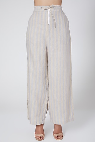 Ivory Cotton Straight Palazzo Pants Design by Sage Saga at Pernia's Pop Up  Shop 2024