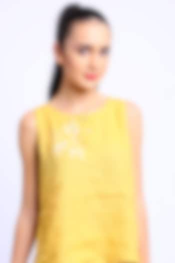 Ochre Embroidered Top by Linen Bloom