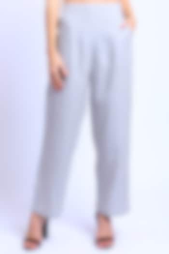 Silver Grey Pure Linen Pants by Linen Bloom
