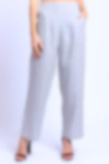 Silver Grey Pure Linen Pants by Linen Bloom at Pernia's Pop Up Shop