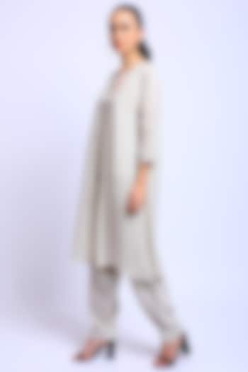 Beige Embroidered Cape by Linen Bloom at Pernia's Pop Up Shop