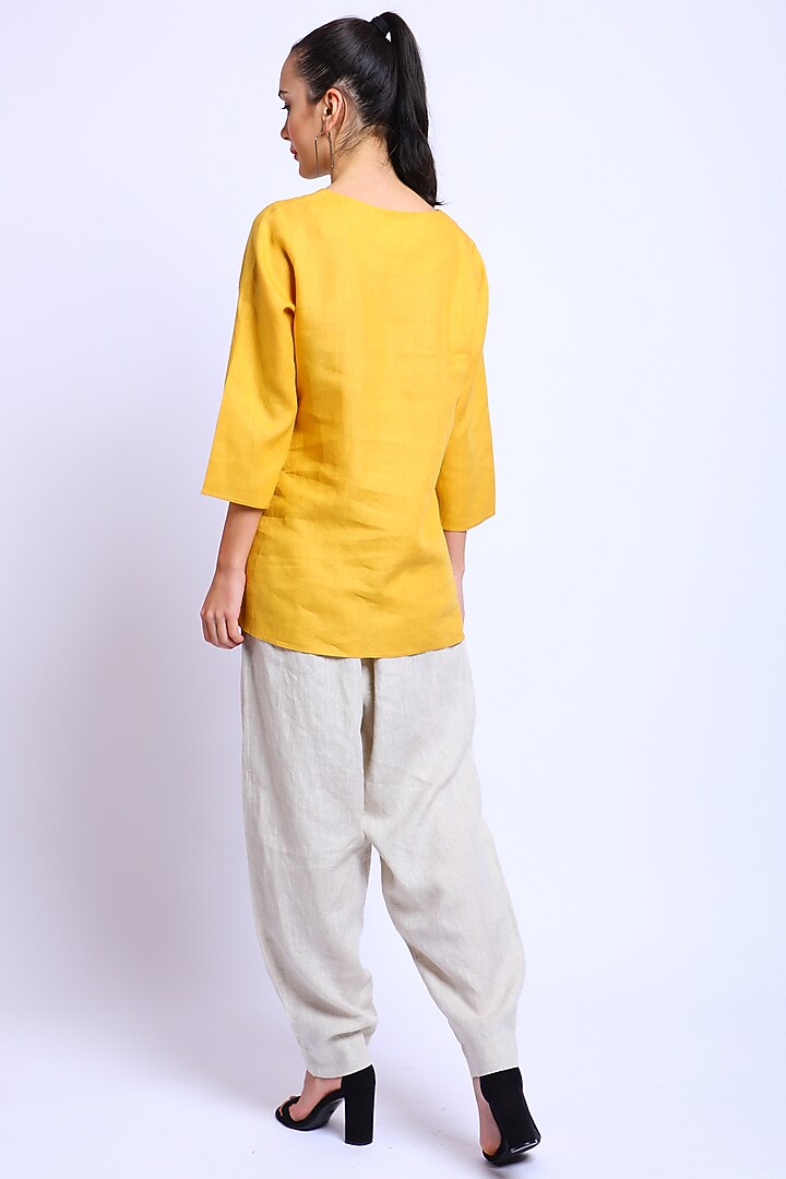 Yellow Embroidered Blouse by Linen Bloom at Pernia's Pop Up Shop