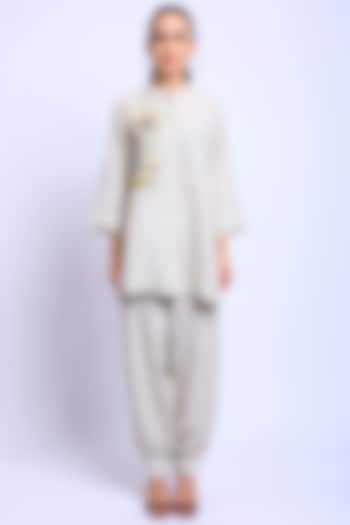 Beige Hand Painted Tunic by Linen Bloom