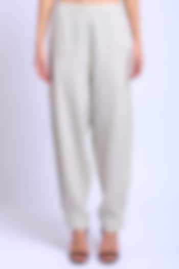 Beige Pleated Pants by Linen Bloom