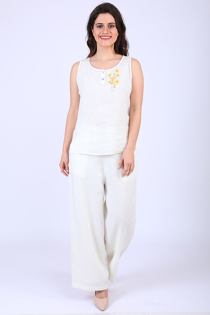Ivory Pure Linen Pants by Linen Bloom at Pernia's Pop Up Shop