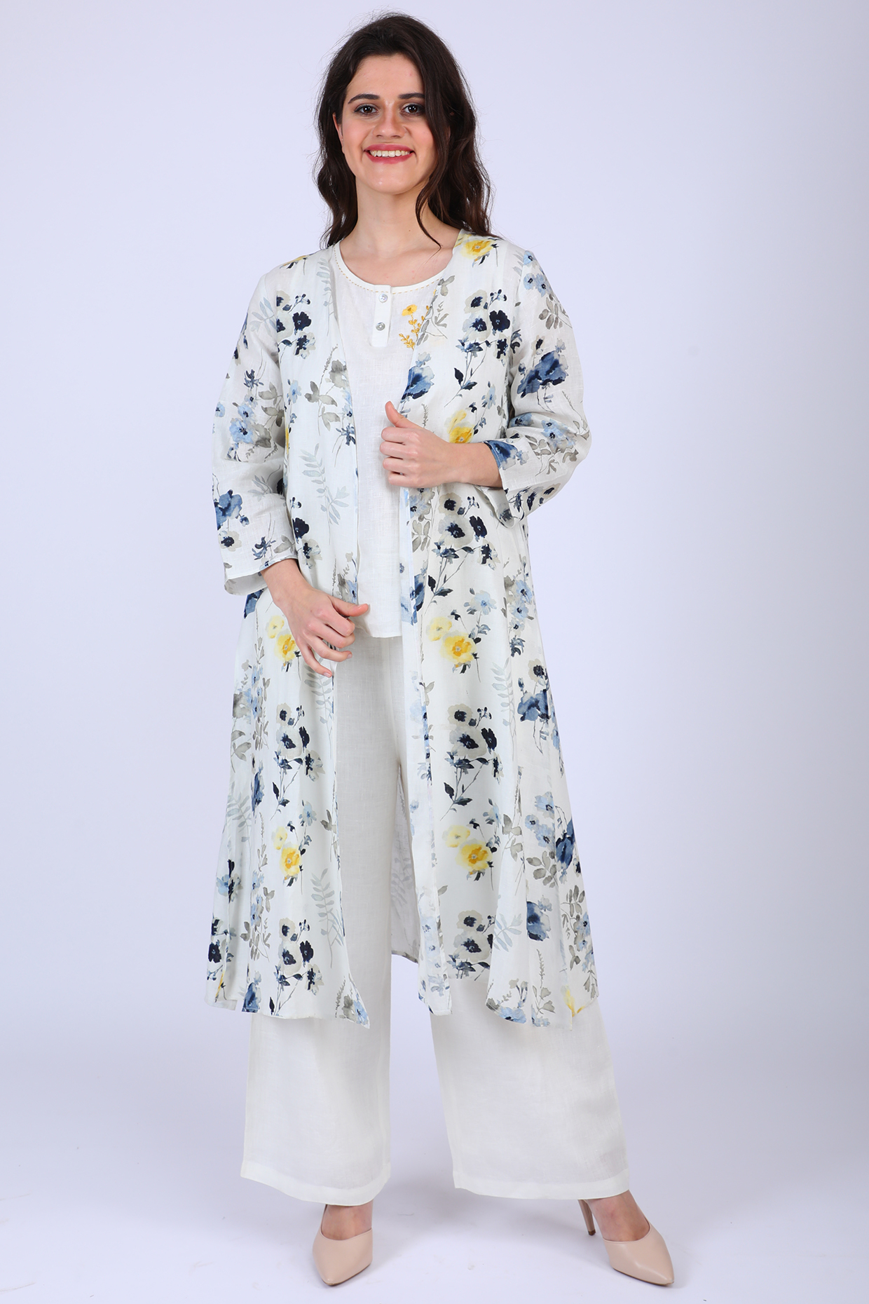 White Digital Printed Cape by Linen Bloom at Pernia's Pop Up Shop