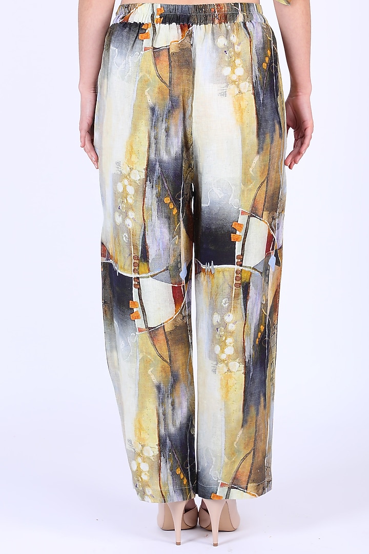 Grey Printed Pants by Linen Bloom at Pernia's Pop Up Shop