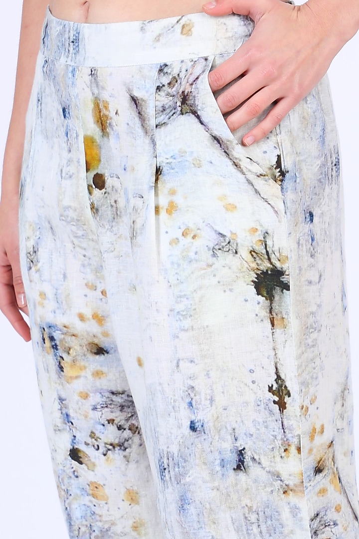 Grey Digital Printed Pants by Linen Bloom at Pernia's Pop Up Shop