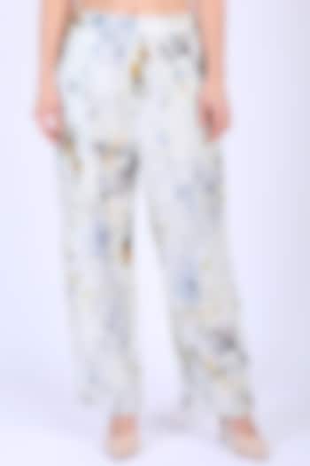 Grey Digital Printed Pants by Linen Bloom