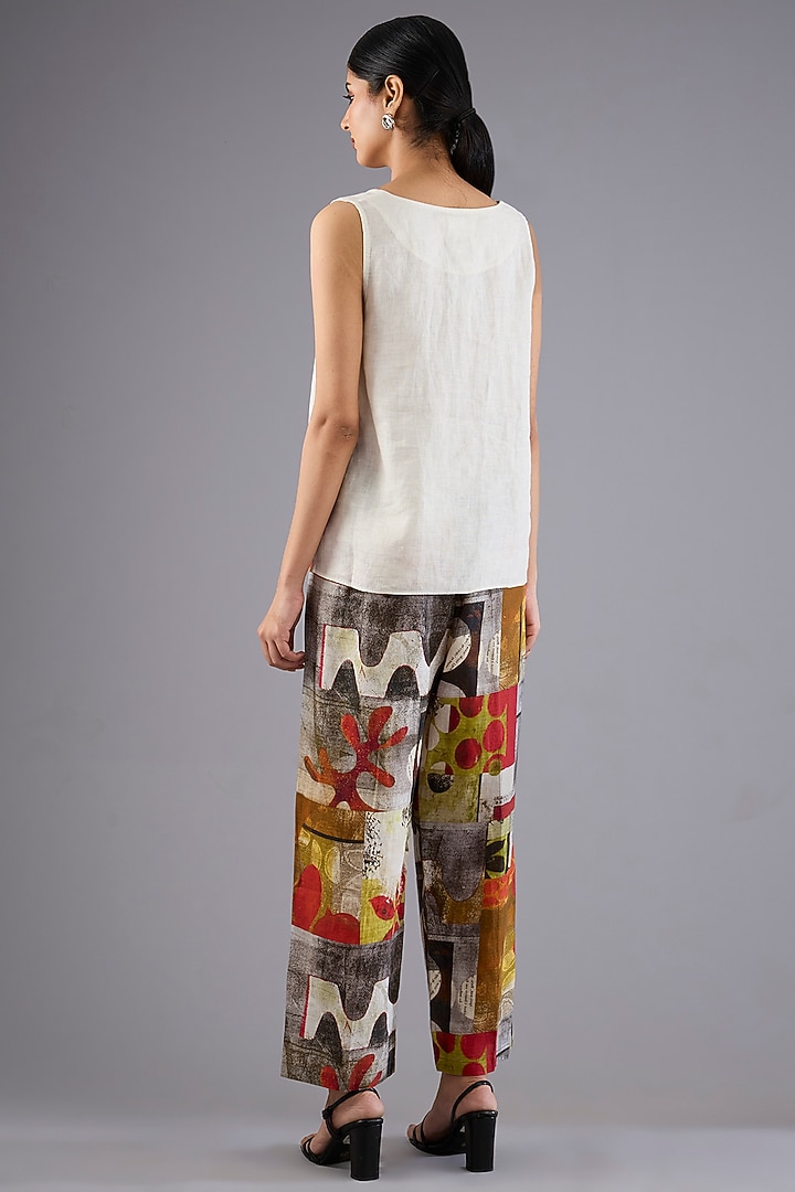 Ivory Linen Embroidered Top by Linen Bloom at Pernia's Pop Up Shop
