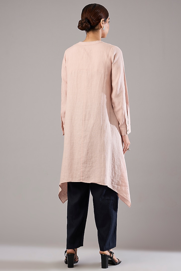 Pink Linen Embroidered Tunic by Linen Bloom at Pernia's Pop Up Shop