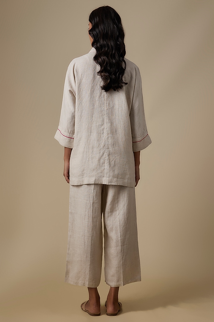 Beige Linen Shirt by Linen Bloom at Pernia's Pop Up Shop