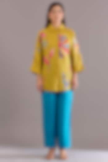 Turquoise Linen Pant by Linen Bloom at Pernia's Pop Up Shop