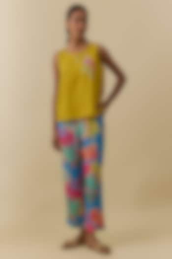 Multi-Colored Linen Floral Digital Printed Pants by Linen Bloom at Pernia's Pop Up Shop