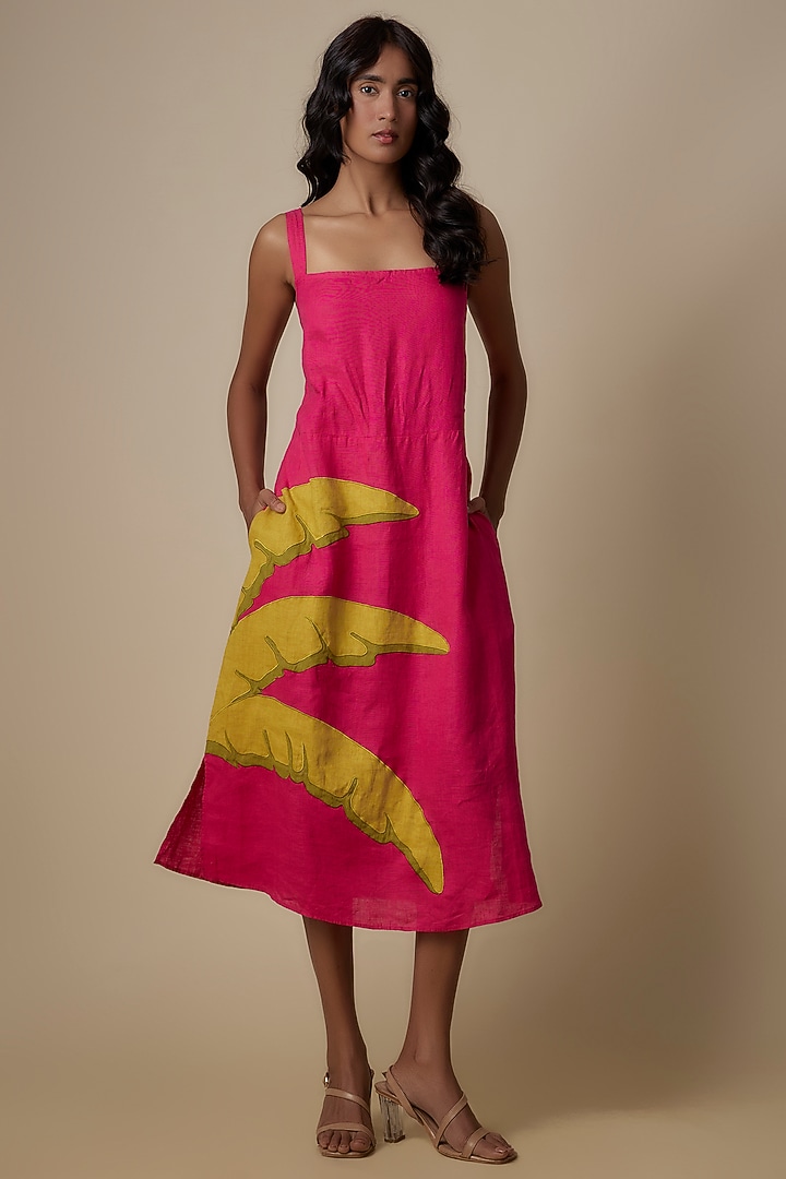 Fuschia Linen Vacation Dress by Linen Bloom at Pernia's Pop Up Shop