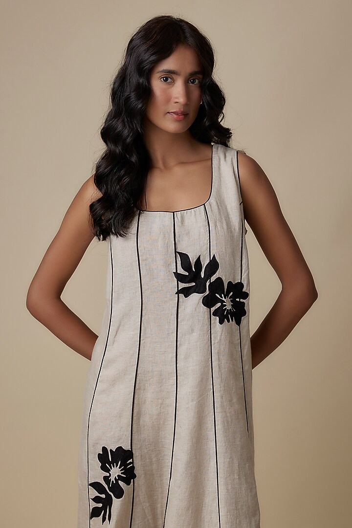 Beige Linen Vacation Dress by Linen Bloom at Pernia's Pop Up Shop