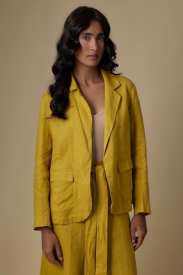 Lime Linen Blazer by Linen Bloom at Pernia's Pop Up Shop